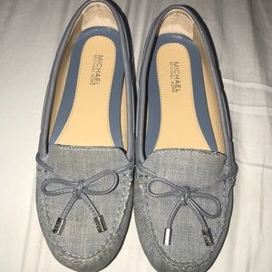 Light denim slip ons